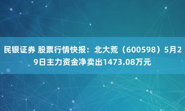民银证券 股票行情快报：北大荒（600598）5月29日主力资金净卖出1473.08万元