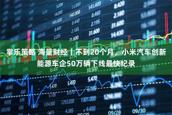 掌乐策略 海量财经丨不到20个月，小米汽车创新能源车企50万辆下线最快纪录